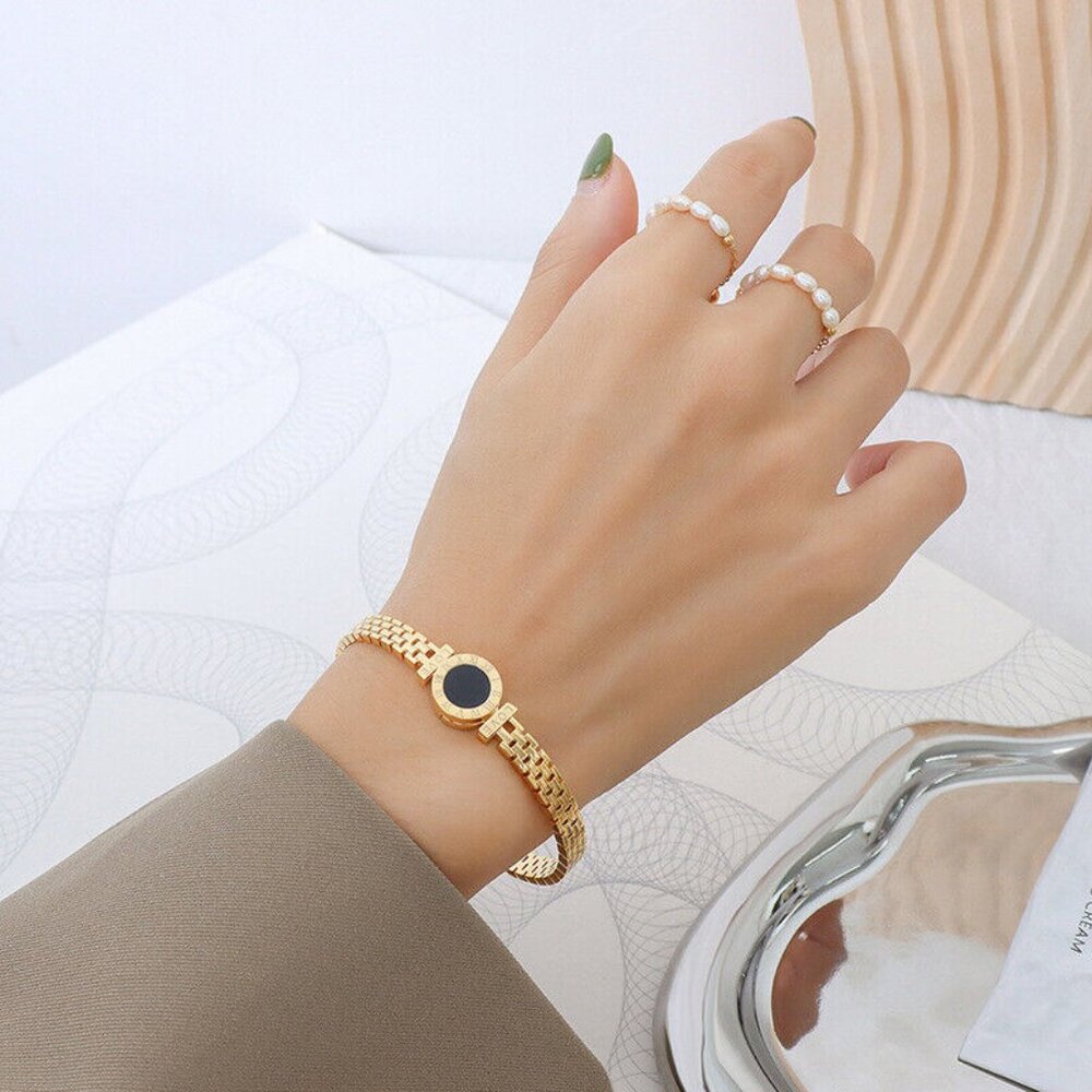 6mm Woman's 18K Gold Plated Stainless Steel Bulgari Style Bracelet